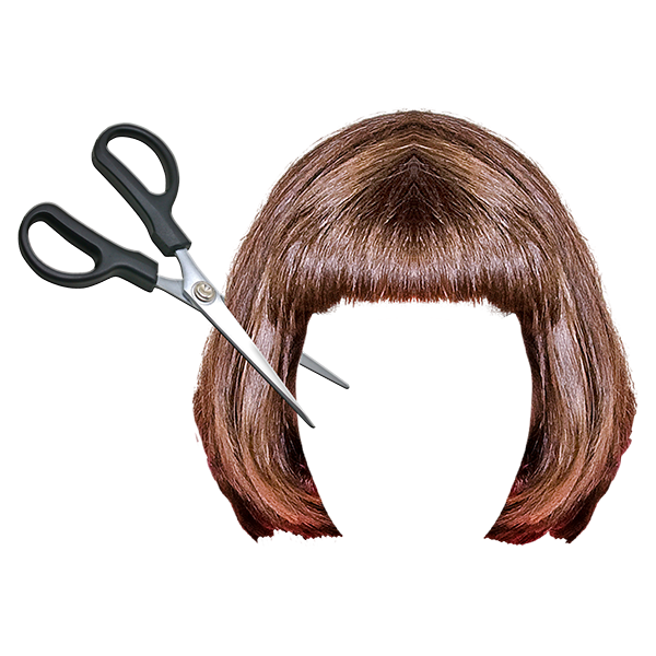 Hair being cut with scissors.