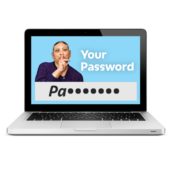 Computer screen with password field.