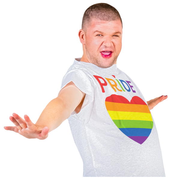 Persion in a pride t-shirt