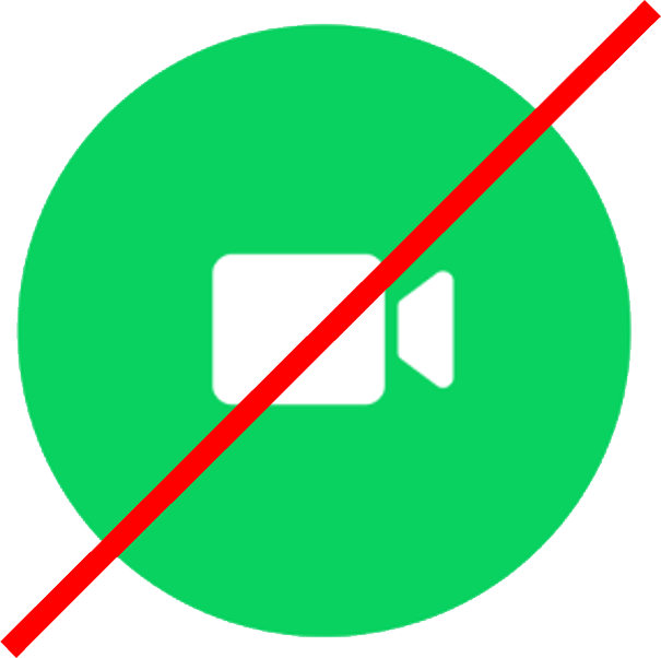 Video call icon with a red line through it