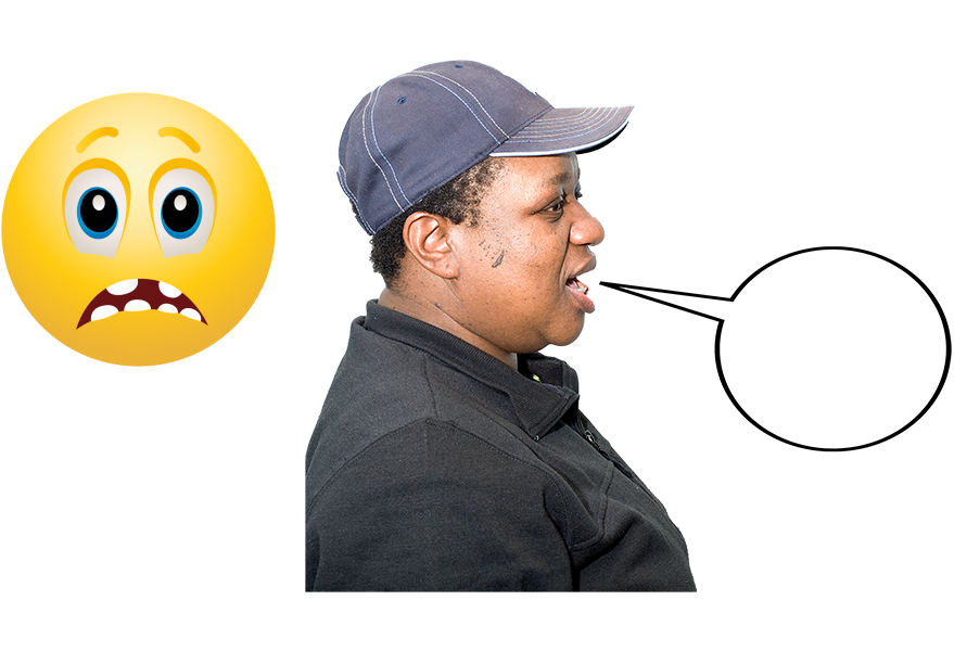 Scared emoji and person with a speech bubble